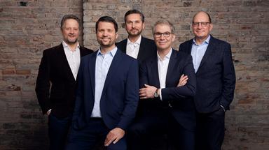 Gruppenbild ohne Dame: die Führungsmannschaft von Inbright (von links nach rechts) mit Johannes Nöldeke, Sebastian Pijnenburg, Neuzugang Martin Czaja, Torsten Schmidt und Steffen Uttich.