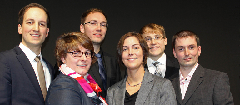 Die Gefma-Förderpreisträger 2013 (v.l.n.r.): Gerrit Fischer, Simone Blankenburg, Manuel Wider, Yvonne Schoebereichts, Andreas Diem und Stephan Stößel.