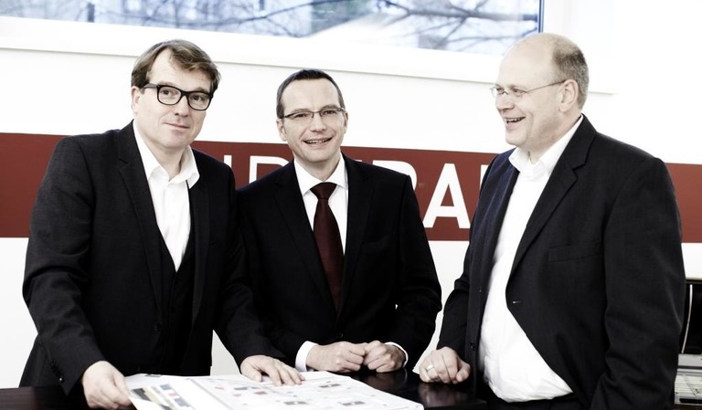Das Vorstandstrio der Undkrauss Bau AG: Thorsten Krauss (CEO), Johannes H. Klemm (CFO) und Stefan Schwier (COO) (v.l.n.r.).