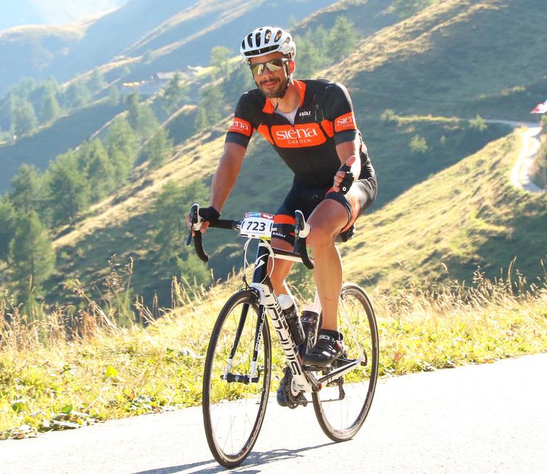 Thomas Meyer auf großer Tour beim Ötztaler Radmarathon 2015. 