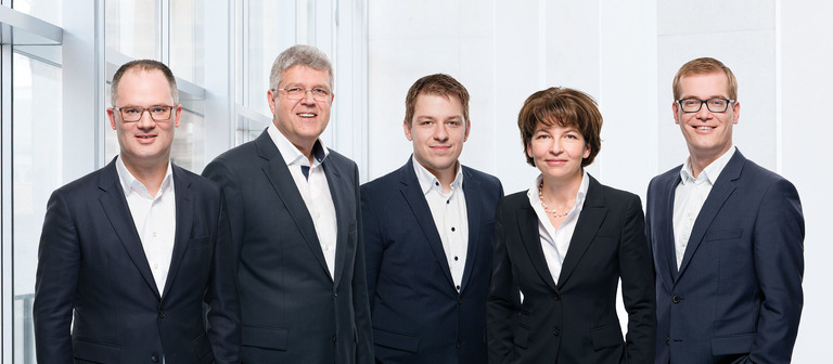Der Project-Vorstand Anfang 2017 (v.l.): Henning Niewerth (Zentrale Dienste, Software), Jürgen Seeberger (Vorsitz, Strategie), Michael Weniger (Bau, Planung), Karen Rieck (Finanzen) und Matthias Schindler (Projektentwicklung).