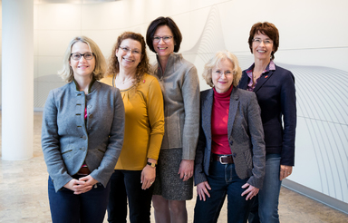 Der am 12. November 2017 gewählte Vorstand des Netzwerks (von links): Stefanie Risse, Jovita Galster-Döring, Cornelia Eisenbacher (Vorsitzende), Carin Jahnel, Patricia Friebel.