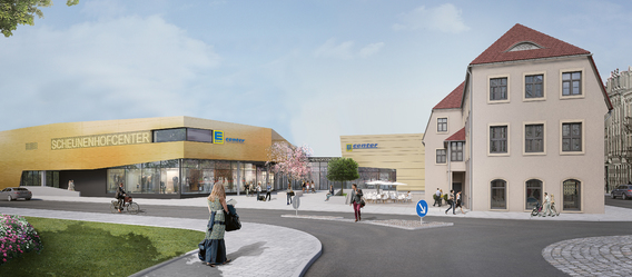 Quelle: Edeka Nordbayern-Sachsen-Thüringen, Visualisierung: archlab, Seidel + Architekten Quelle: Edeka Nordbayern-Sachsen-Thüringen, Visualisierung: archlab, Seidel + Architekten
