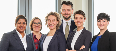 Das erweiterte Führungsteam von Cobalt Recruitment (von links): Bushra Nadeem, Christina Layer, Doreen von Bodecker, Richard-Emanuel Goldhahn, Nicole Schwan und Susanne Franke.